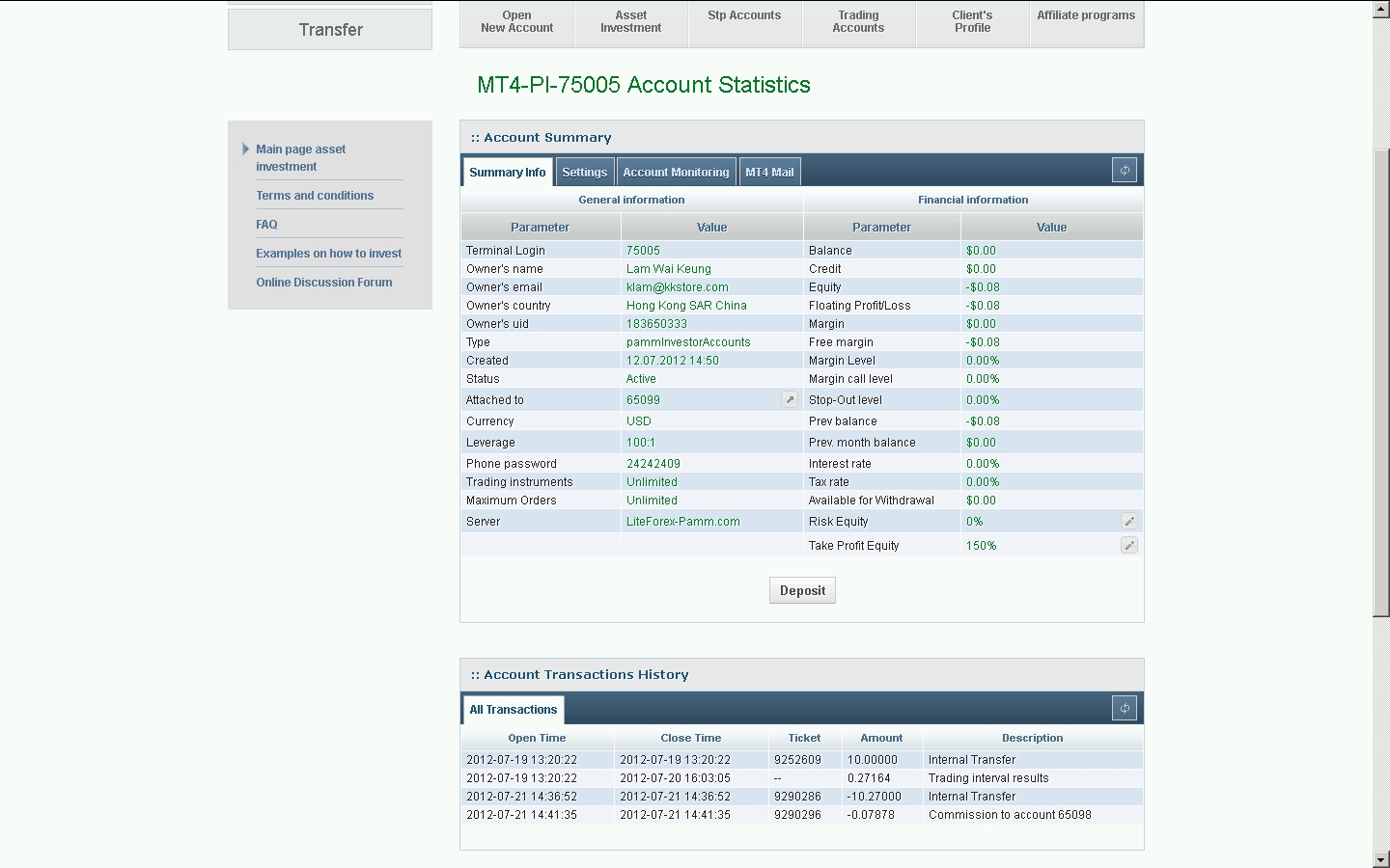 Liteforex Pamm Broker Liteforex Comasset Investment Myfxbook - 